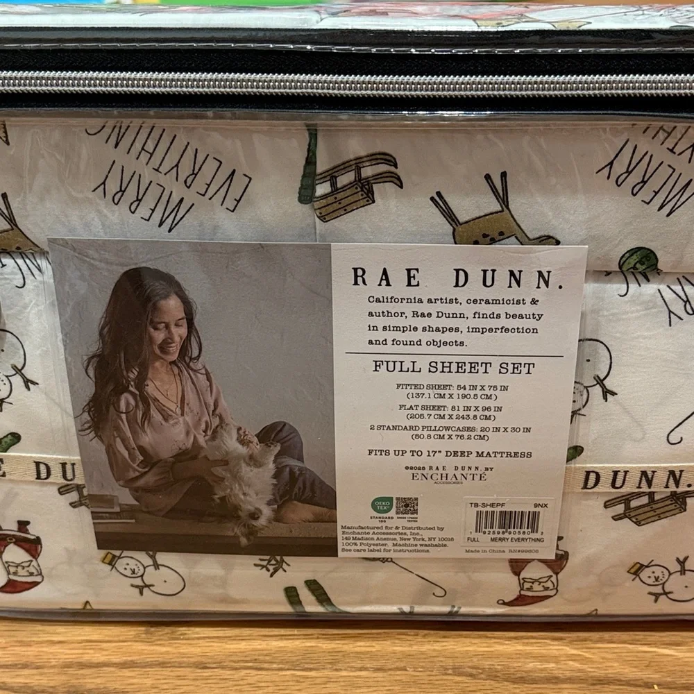 Rae Dunn Christmas Sheets FULL Size SUPER SOFT Santa, Snowman, Reindeer NWT